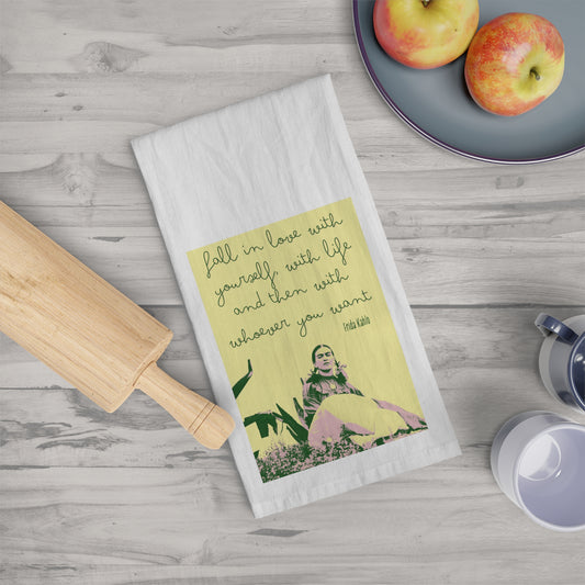 Frida Kahlo Tea Towel (Yellow)